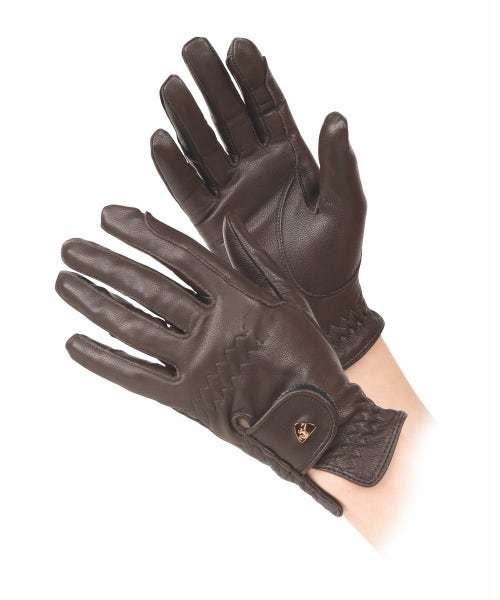 Shires Aubrion Childs Leather Riding Gloves Brown