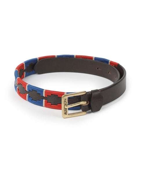 Shires Aubrion Drover Skinny Polo Belt Navy/Red