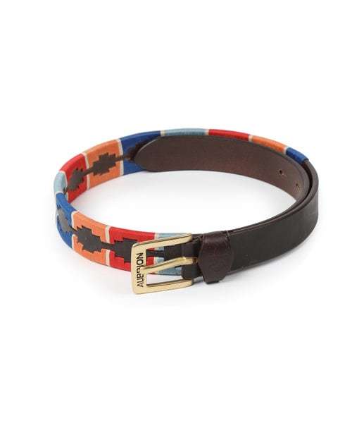 Shires Aubrion Drover Skinny Polo Belt Turquoise/Red/Blue