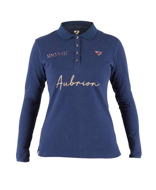Shires Aubrion Team Long Sleeve Polo Ladies Navy Blue