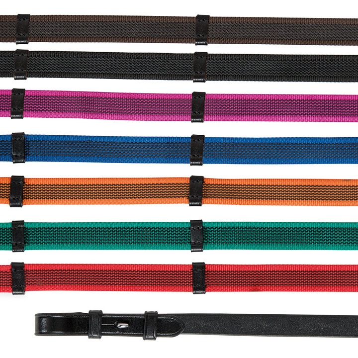 Shires Aviemore Continental Rubber Grip Reins Black/Red