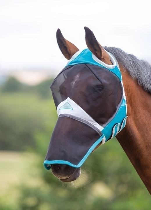 Shires Fine Mesh Fly Mask With Ear Hole & Nose Teal