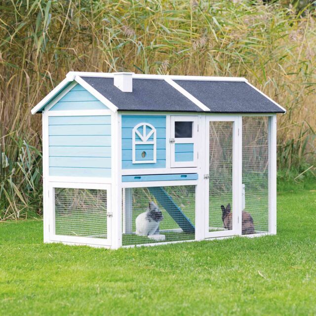 Trixie Natura Hutch with Enclosure for Small Animals Blue/White