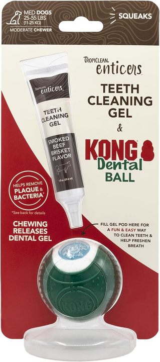 TropiClean Enticers Smoked Beef Flavour Dental Ball Kit for Dogs