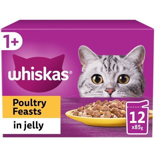 Whiskas 1+ Cat Pouches Poultry Feasts in Jelly