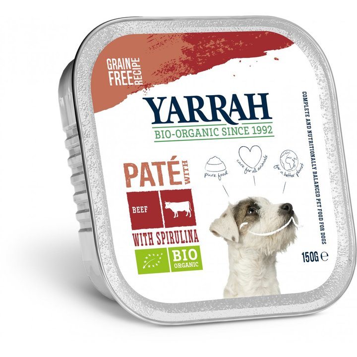 Yarrah Organic Grain Free Dog Food Pâté with Beef and Spirulina