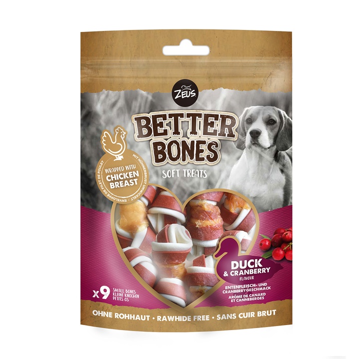 Zeus Better Bones Dog Treats Duck & Cranberry Wrapped Chicken
