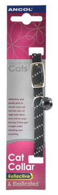 Ancol Softweave Safety Elastic Cat Collar - Black 30Cm