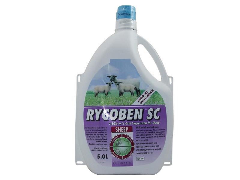 Elanco Novartis Wormer And Flukicide Rycoben Sc For Sheep - Litre Bottle Size 5