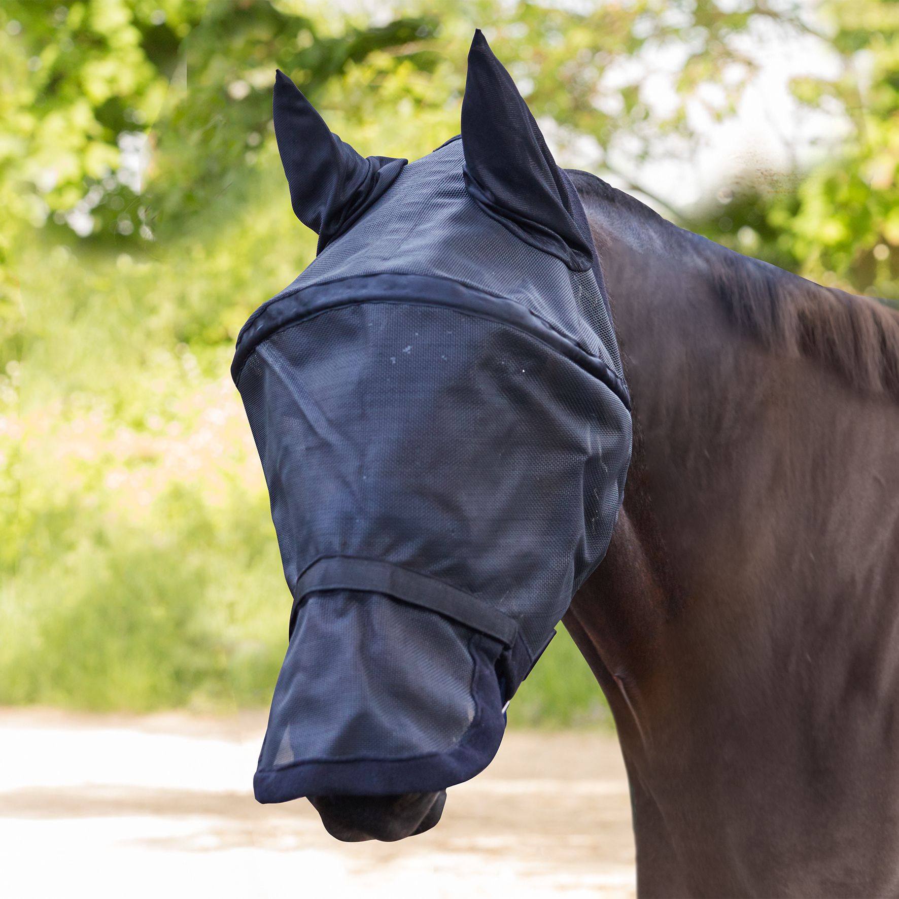 Waldhausen Premium Space Fly Bonnet Mask With Ear Protection - Cob Black