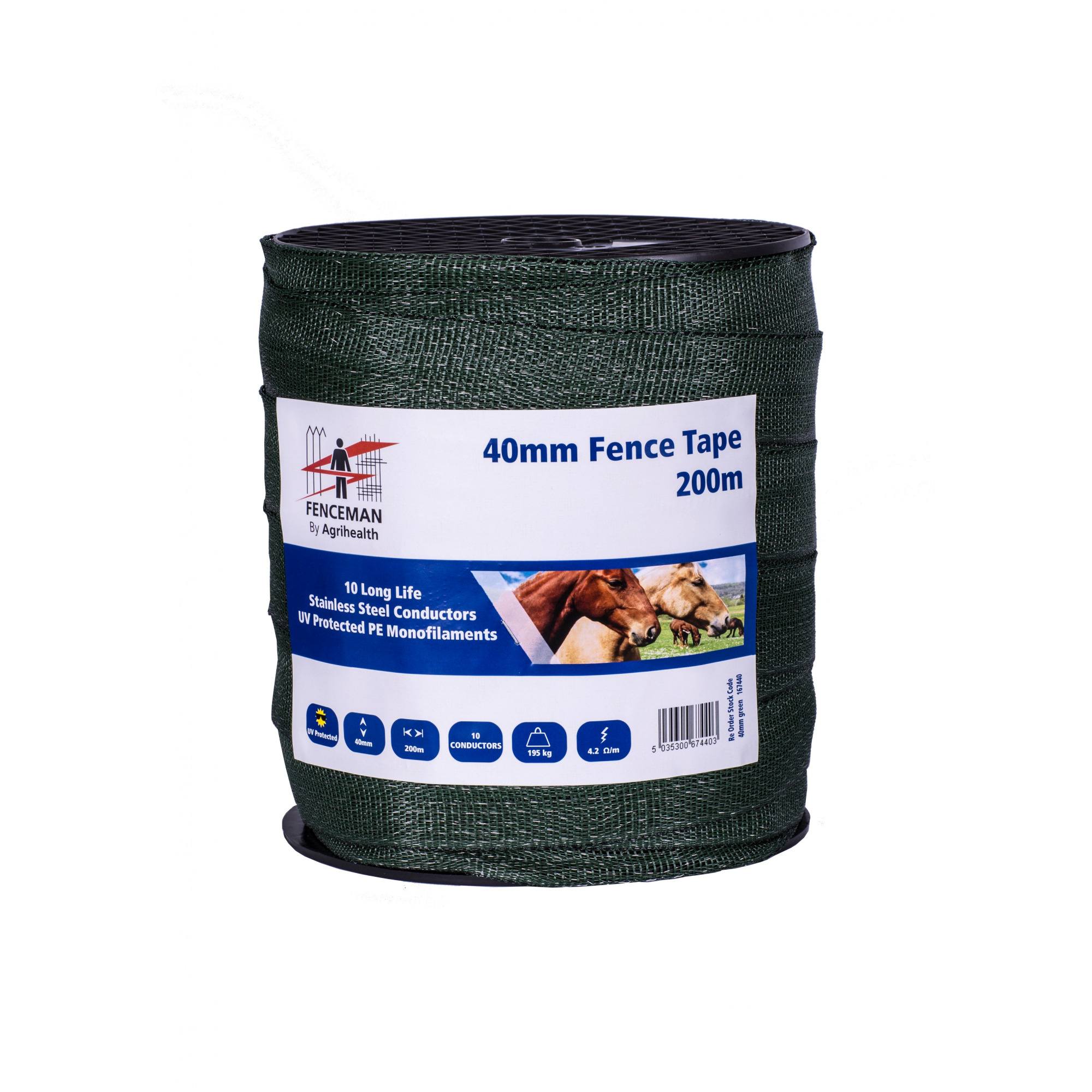 Fenceman Tape - 40Mm - Green 200M