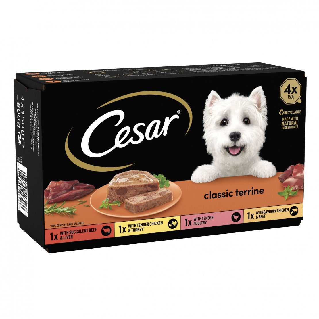 Cesar Classics Wet Dog Food Terrine Mixed Selection - 4 x 150g
