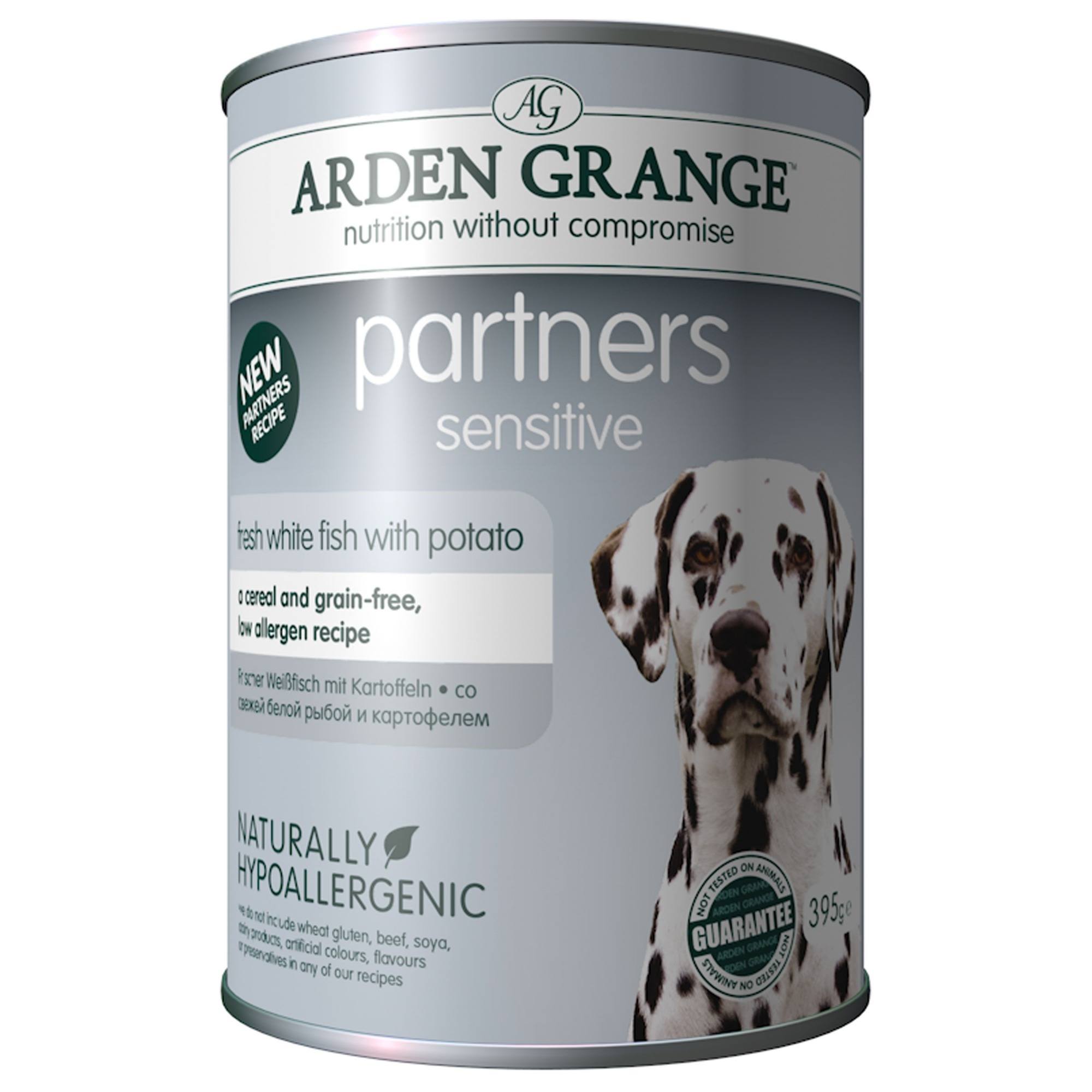 Arden Grange Partners Sensitive Free Fish With Potato For Dogs - X 395G Grain/White Size 6