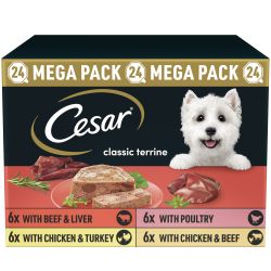 Cesar Classics Wet Dog Food Terrine Mixed Selection - 24 x 150g