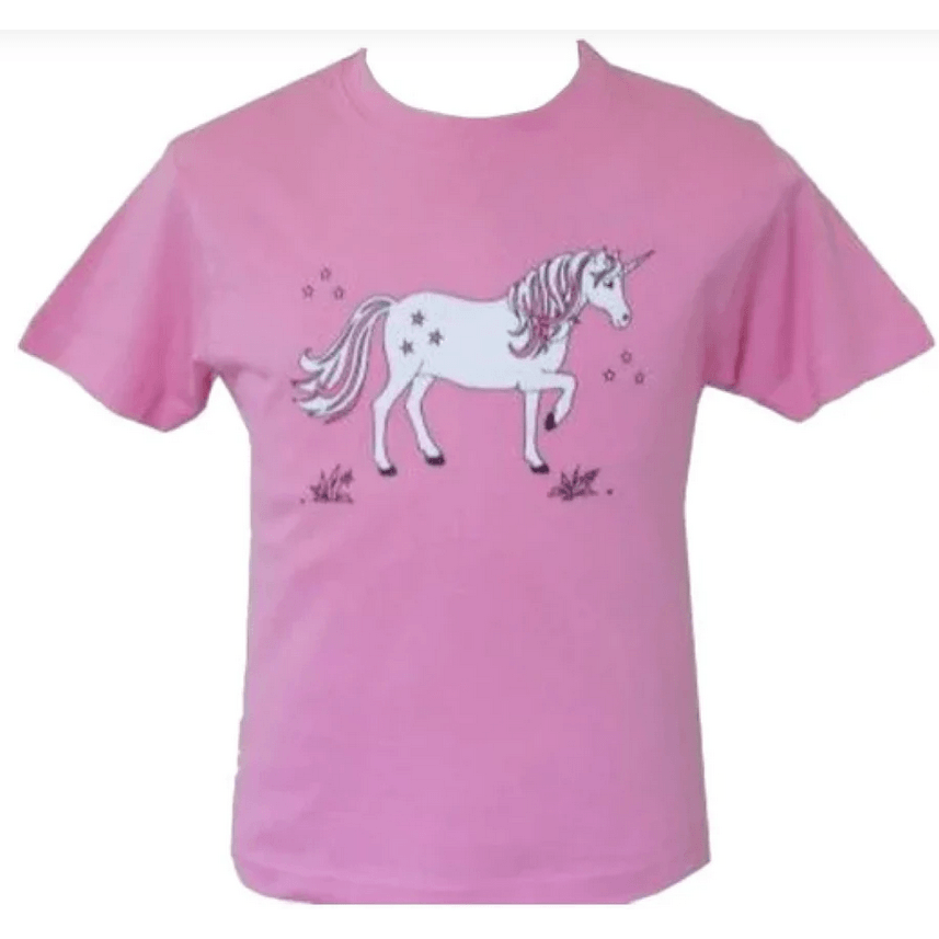British Country Collection Dancing Unicorn Pink Childs Tee