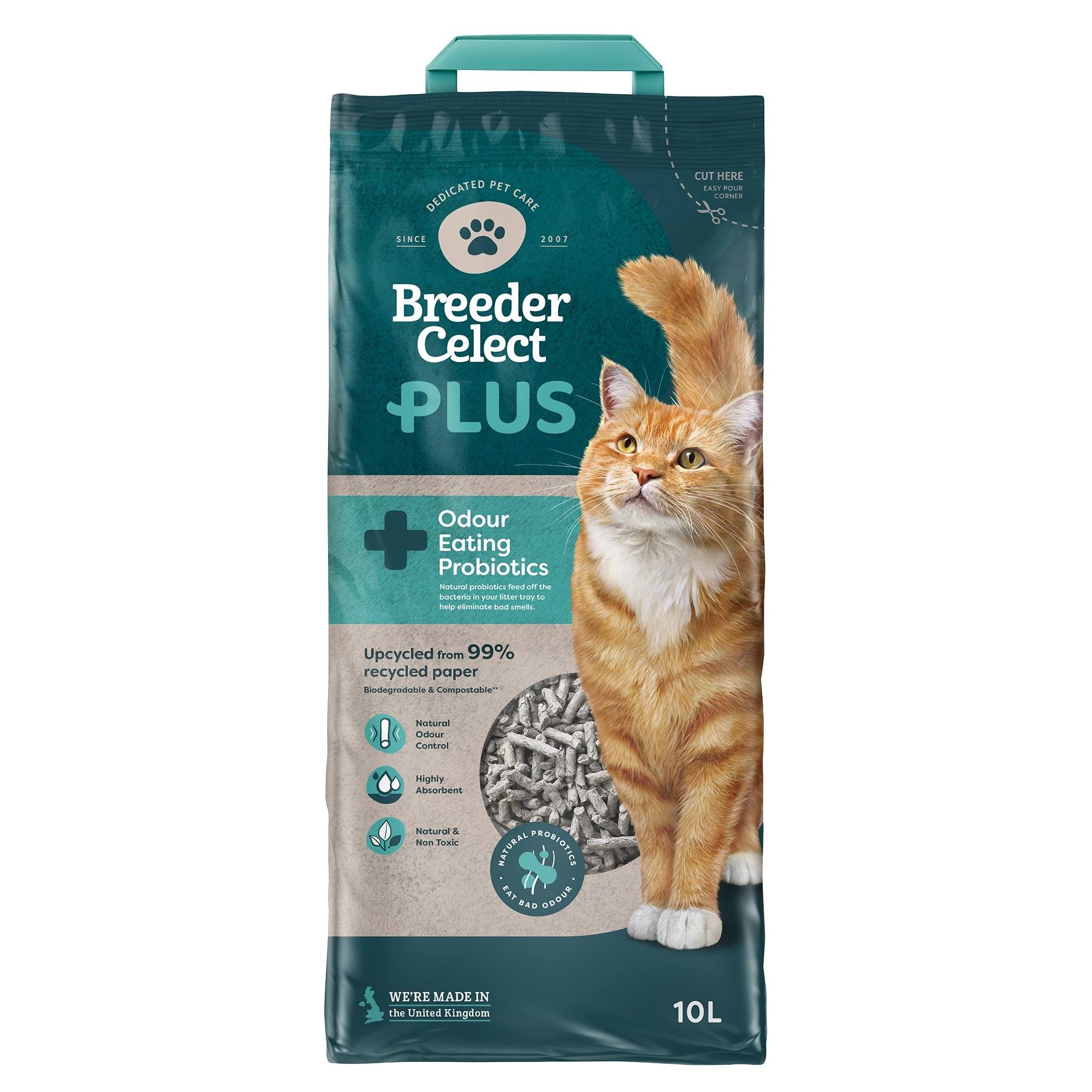 Breeder Celect Plus Probiotic Paper Cat Litter - 10 Litres