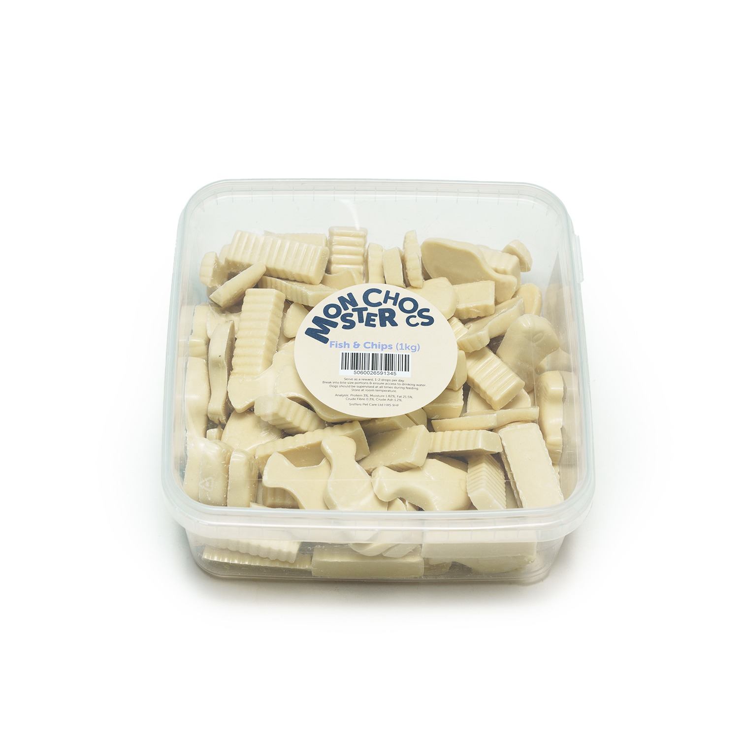 Monster Chocs Fish And Chips Chocolate Dog Treats - White 1Kg