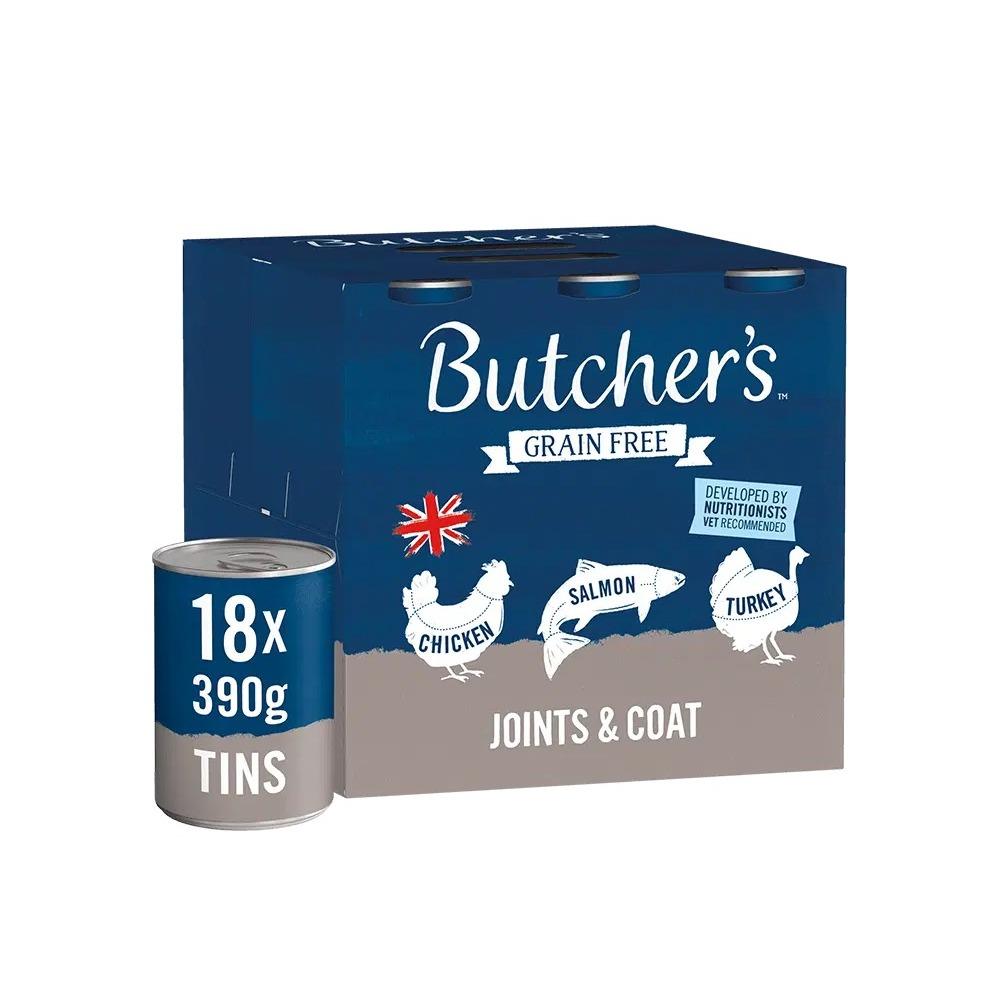 Butchers Butcher's Joints And Coat Adult Wet Dog Food Tins - X 390G Salmon/Grain Size 18