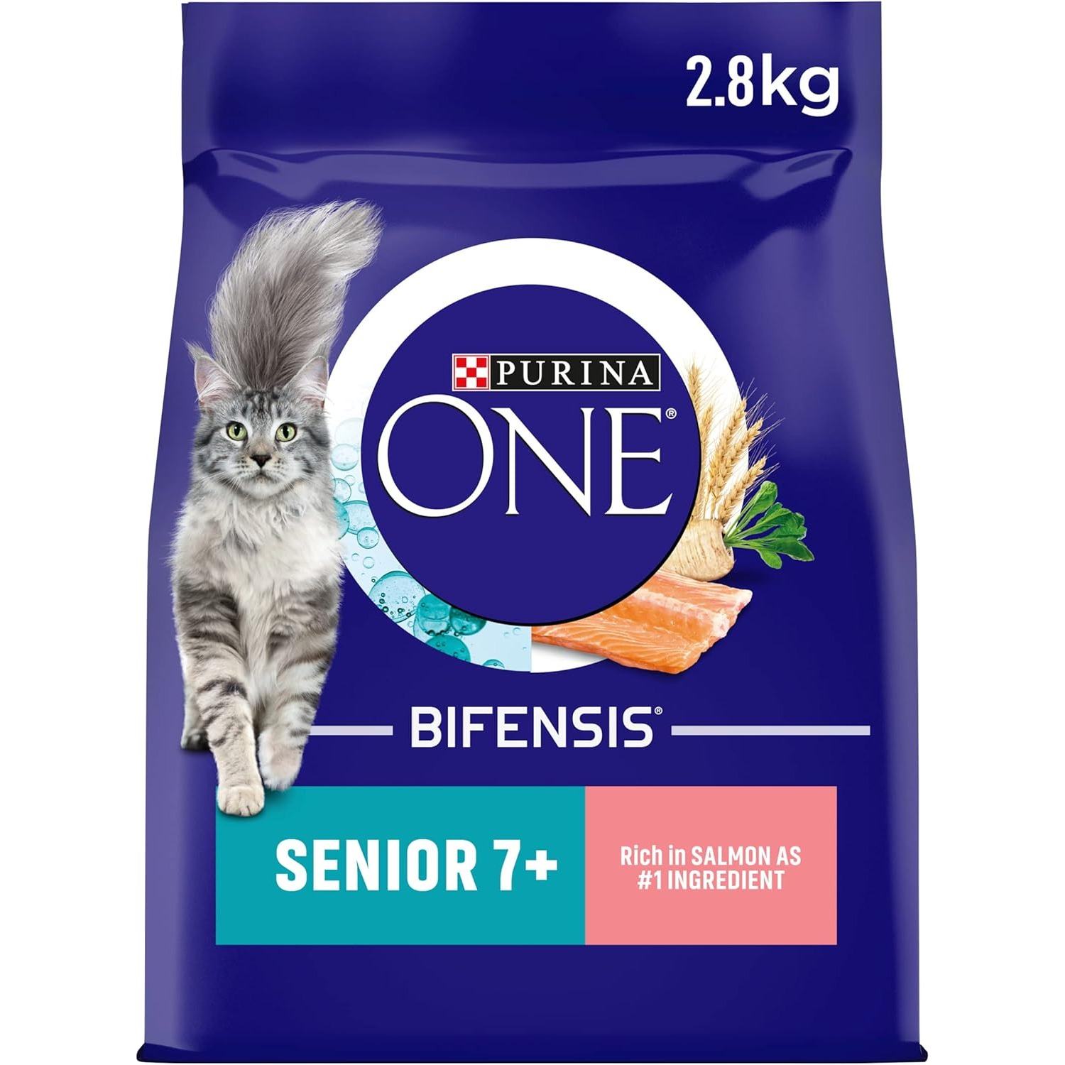 Purina One Senior 7+ Dry Cat Food - Salmon 2.8Kg