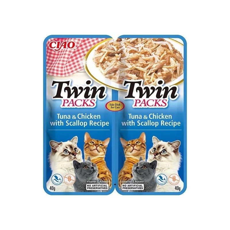 Inaba Ciao Twin Packs Tuna And Chicken With Scallop Recipe In Scallop Broth For Cats - X 40G Green Size 2