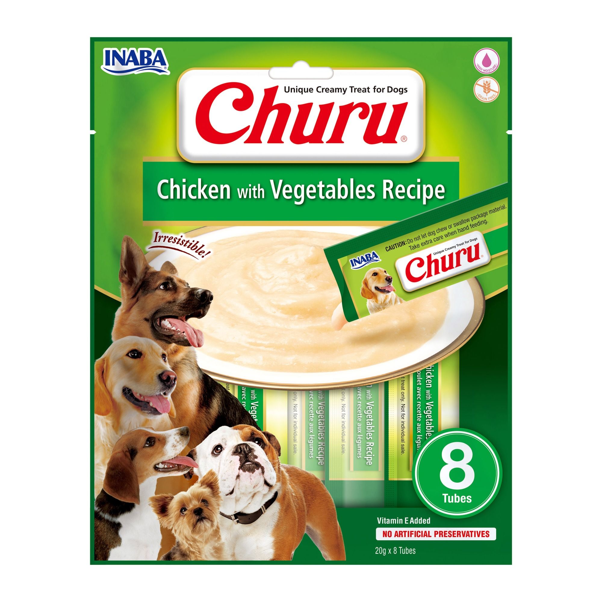 Inaba Churu Chicken With Vegetables Recipe For Dogs - X 20G Green Size 8