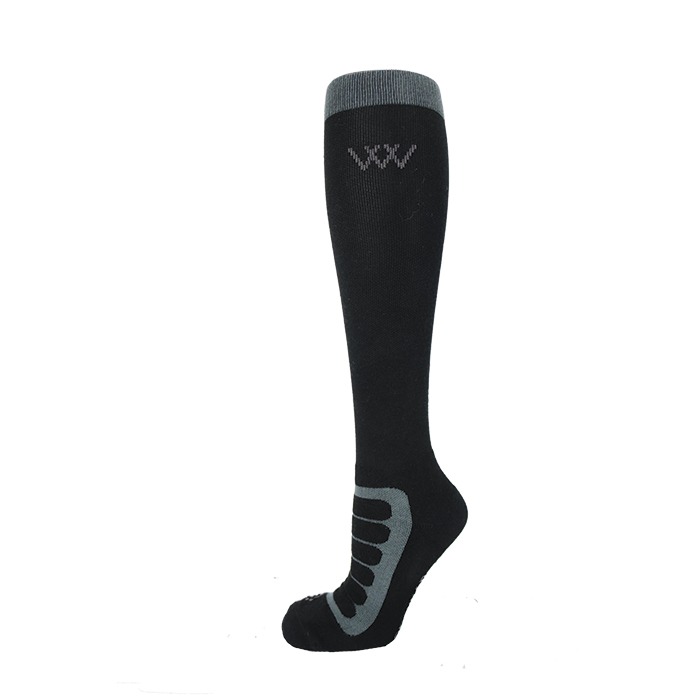 Woof Wear Adult Long Bamboo Tech Riding Sock - Black/Grey Small