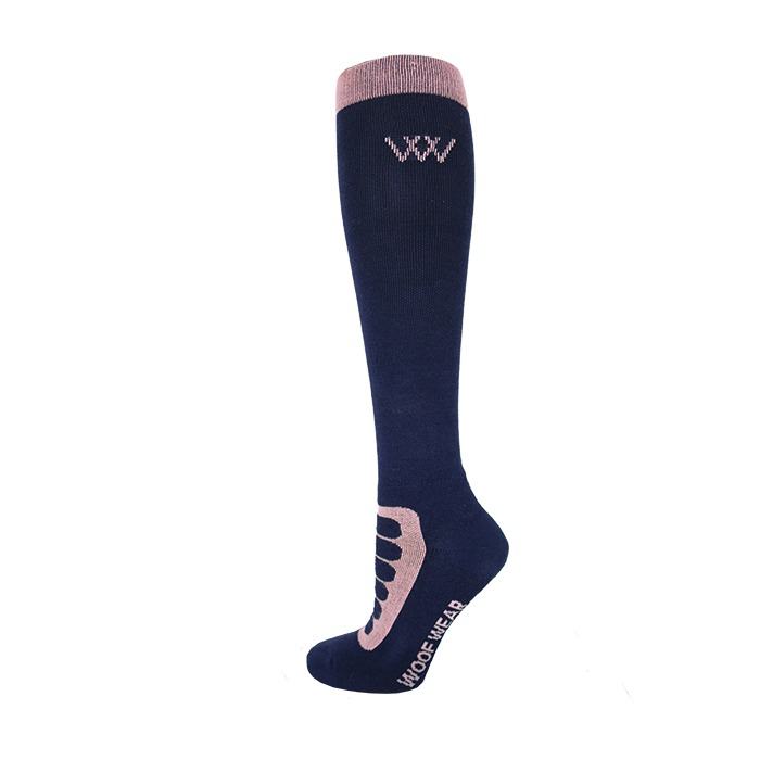 Woof Wear Adult Long Bamboo Tech Riding Sock Navy/Rose - Medium