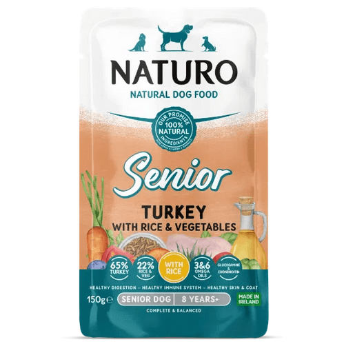 Naturo Pet Foods Naturo Turkey With Rice And Vegetables Senior Dog Food - X 150G Brown/Salmon Size 8