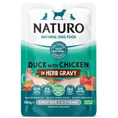 Naturo Pet Foods Naturo And Gluten Free Duck With Chicken In Herb Gravy Adult Dog Food Pouch - X 100G Grain Size 12