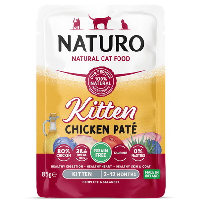 Naturo Pet Foods Naturo Kitten Chicken Paté Cat Food Pouch - X 85G Grain Size 12