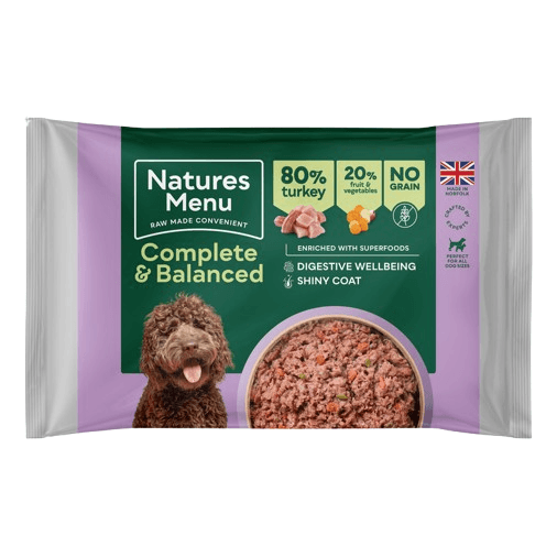 Natures Menu Complete And Balanced 80/20 Turkey Block Raw Dog Food - 500G