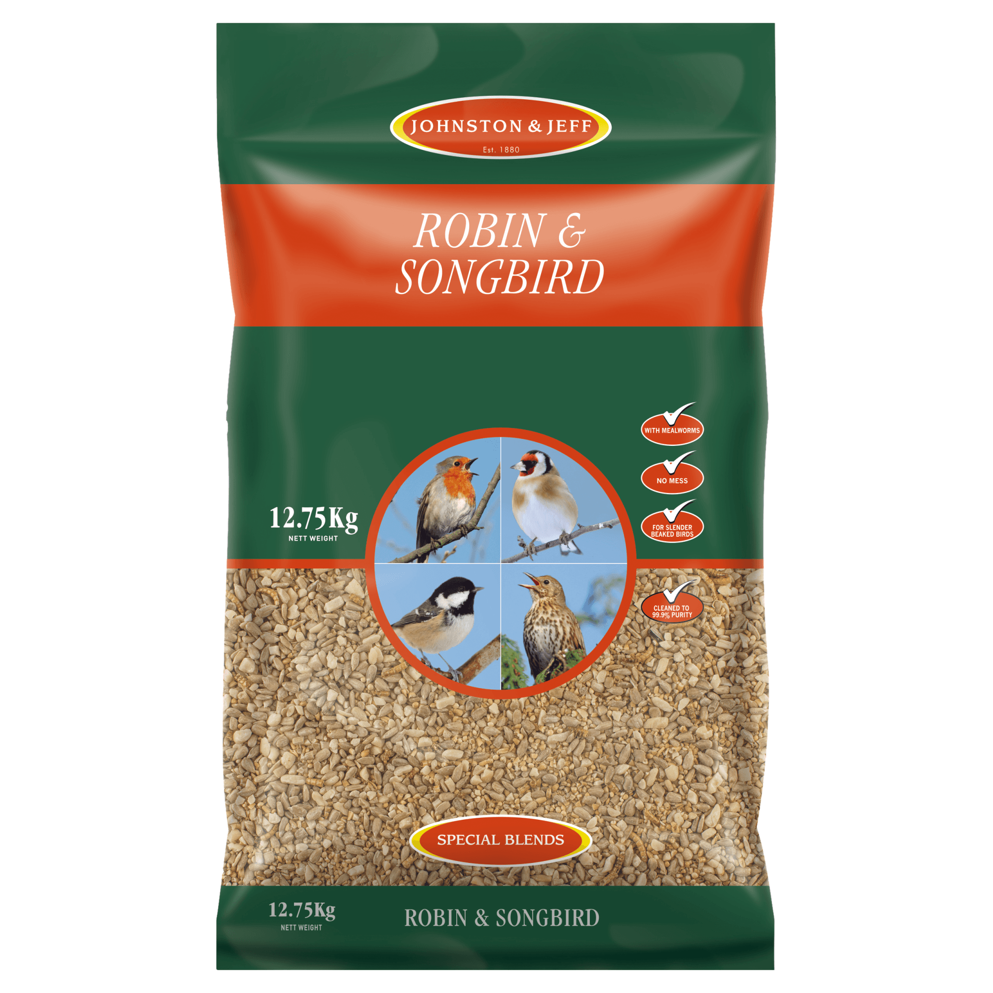 Johnston And Jeff Robin And Songbird Mix Bird Food - Black 12.75Kg