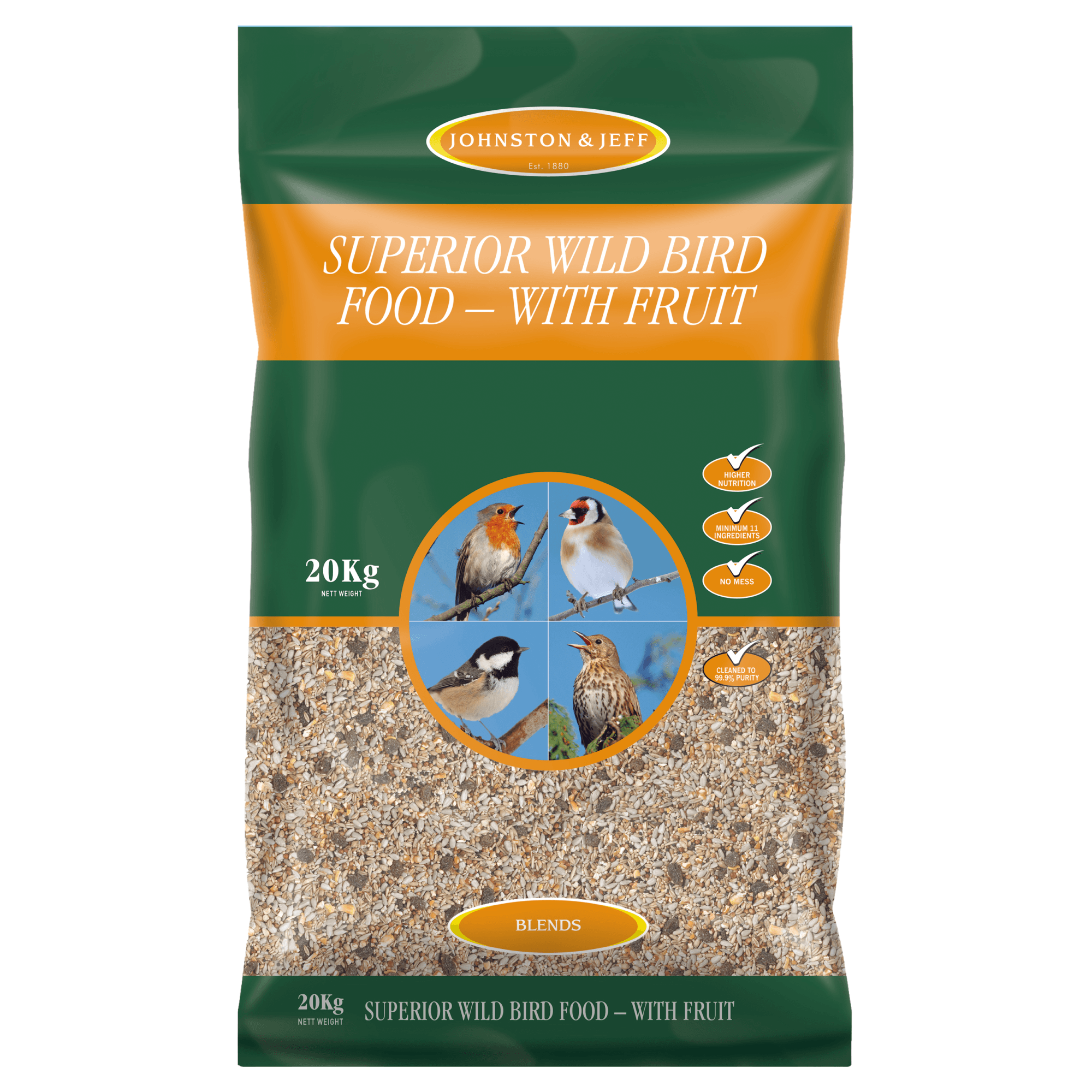 Johnston And Jeff Superior Wild Bird Food With Fruit - 20Kg