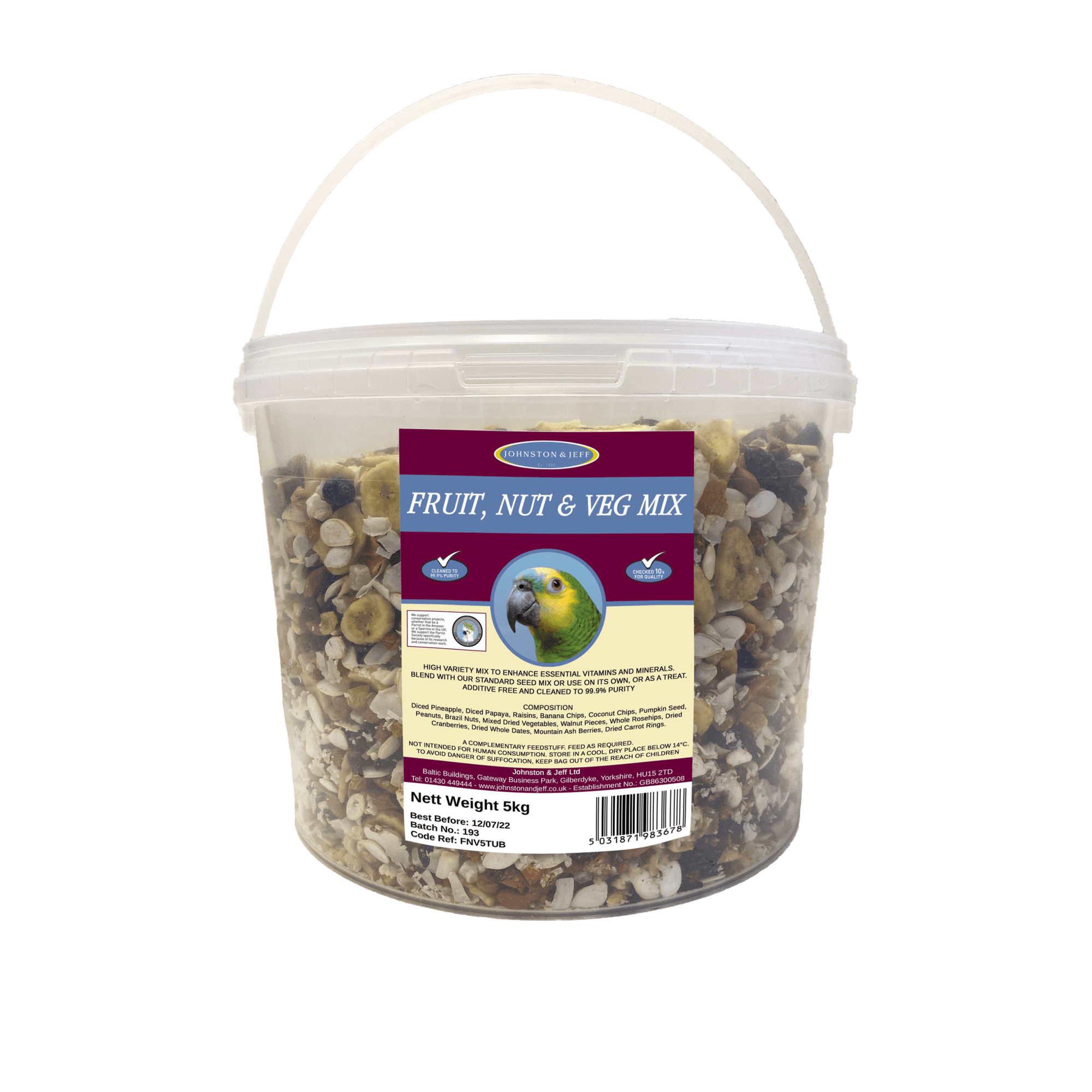 Johnston And Jeff Johnson And Jeff Fruit, Nut And Veg Mix Bird Food - 5Kg