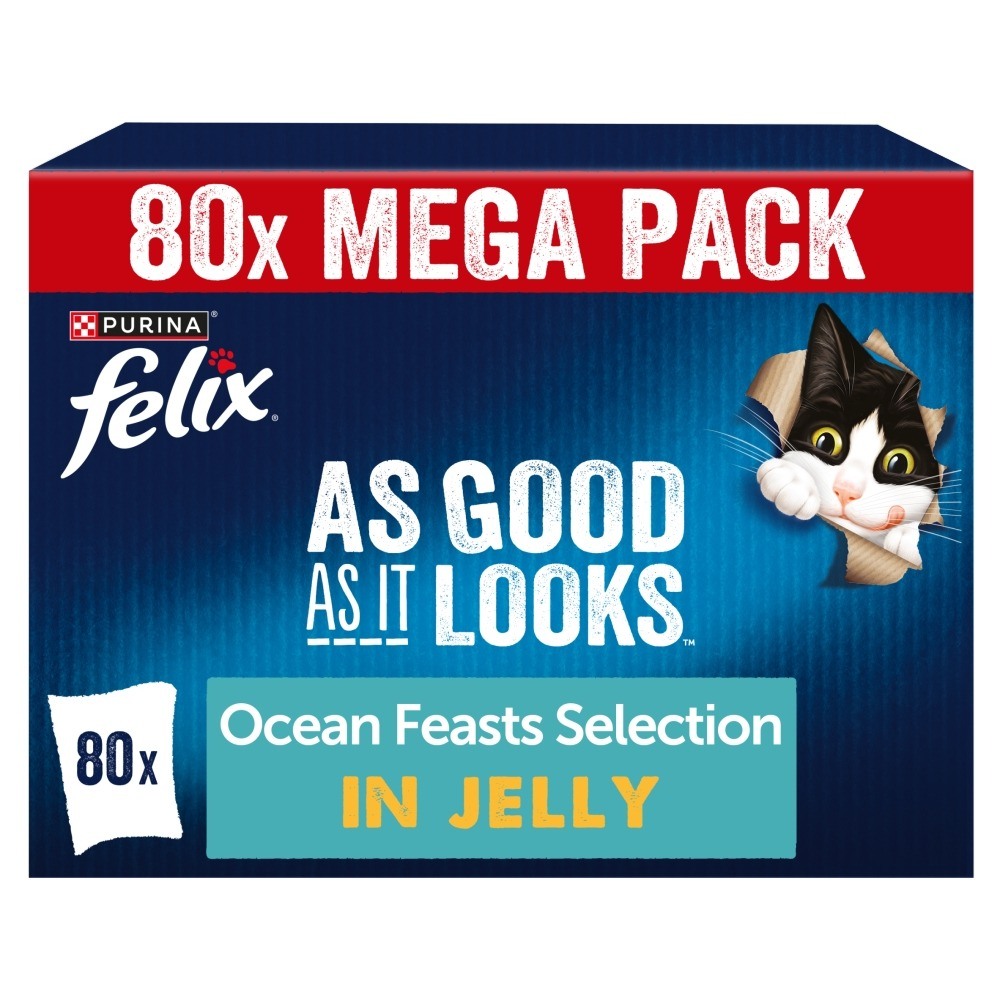 Felix As Good As It Looks Ocean Feasts In Jelly Wet Cat Food - 80 X Salmon 85G