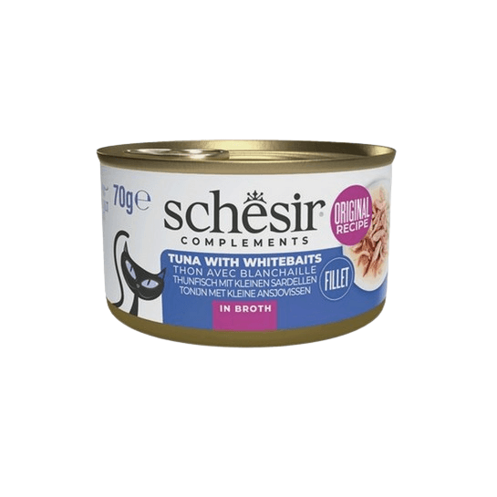 Schesir Complements Tuna With Whitebaits In Broth Cat Food - 70G