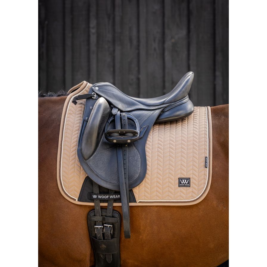 Woof Wear Herringbone Dressage Pad | Caramel - Full Silver