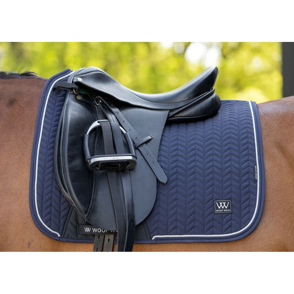 Woof Wear Herringbone Dressage Pad | Navy - Full Silver