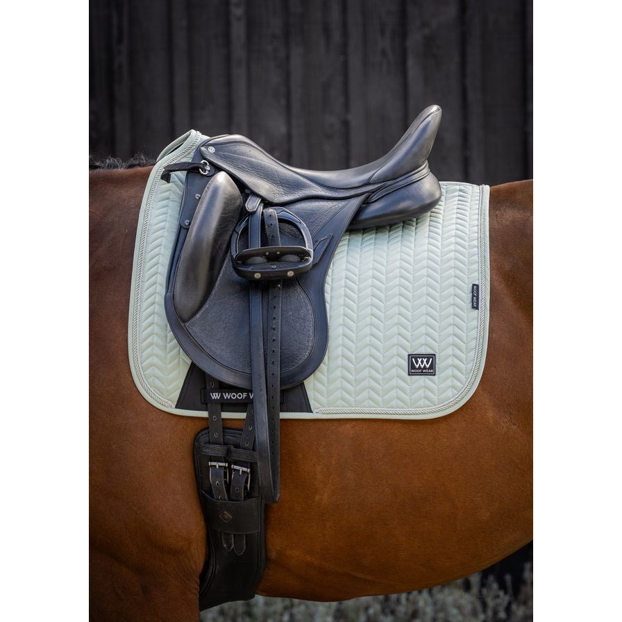 Woof Wear Herringbone Dressage Pad | Sage - Cob Blue/Silver