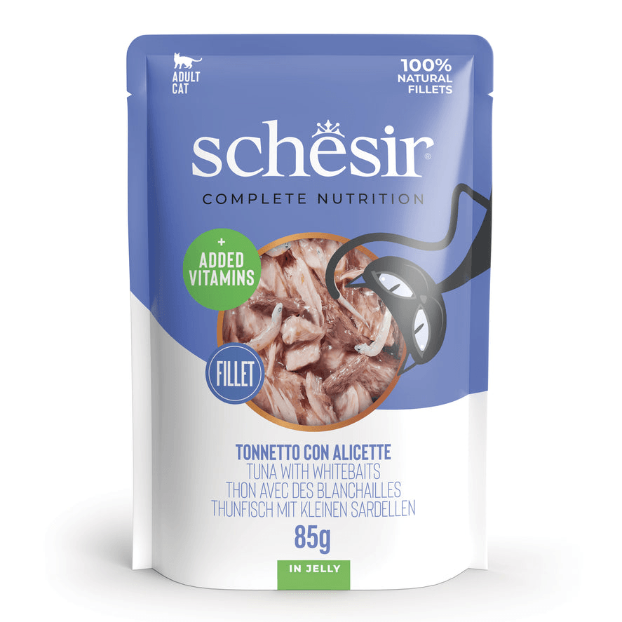 Schesir Complete Nutrition Tuna With Whitebaits In Jelly Pouches Wet Cat Food - X 85G Size 12