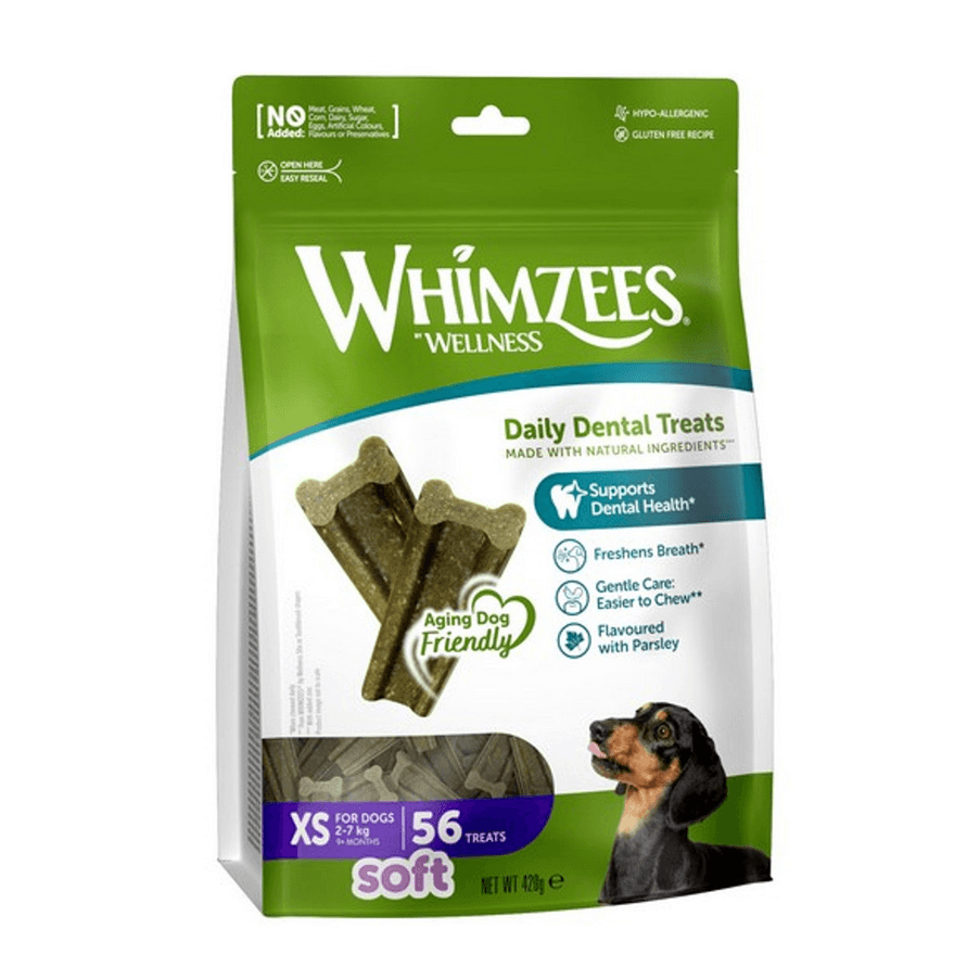 Whimzees Soft Daily Dental Treats Extra Dog Treats - Pack Of 56 Small