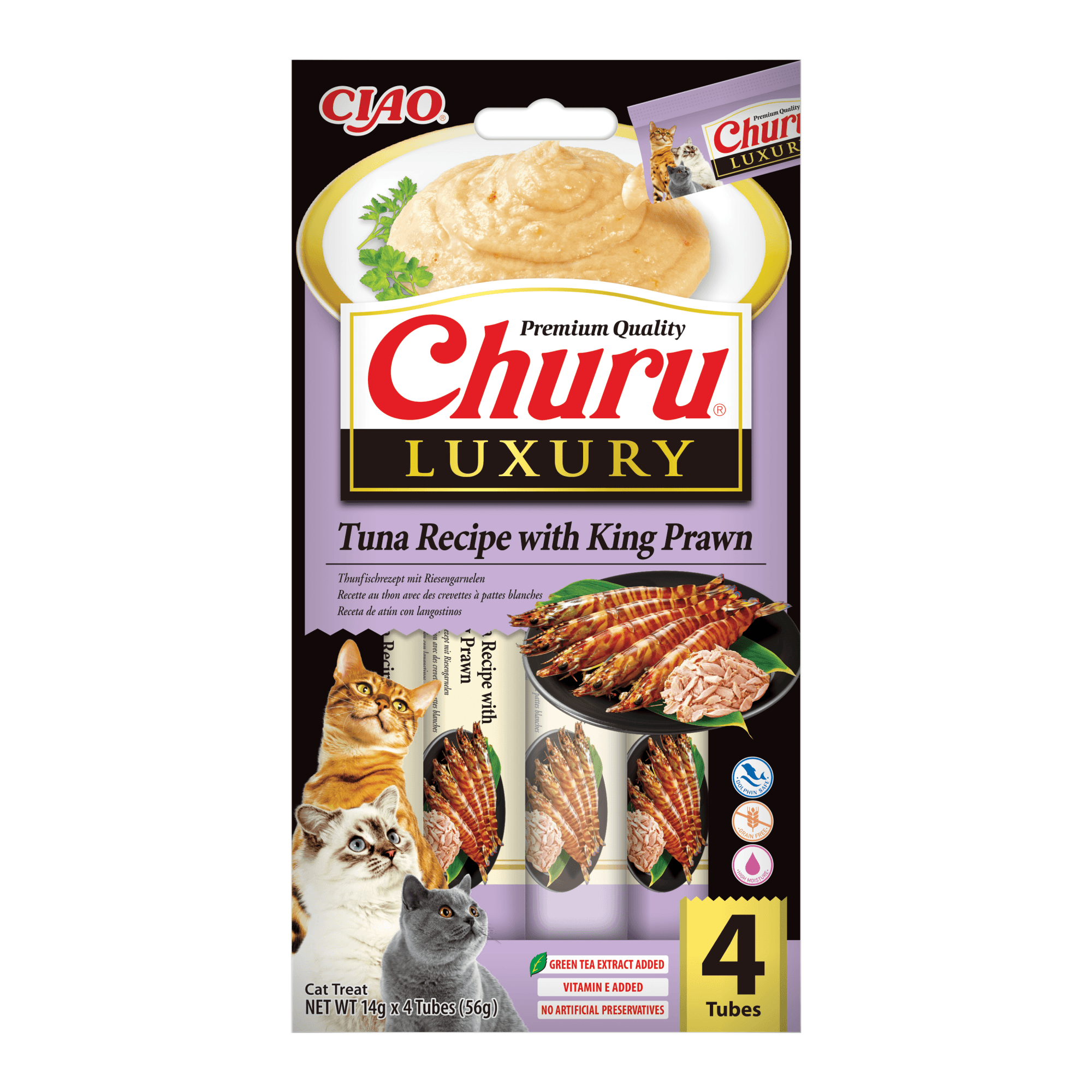 Inaba Churu Luxury Tuna Recipe With King Prawn Cat Food - X 14G Size 4