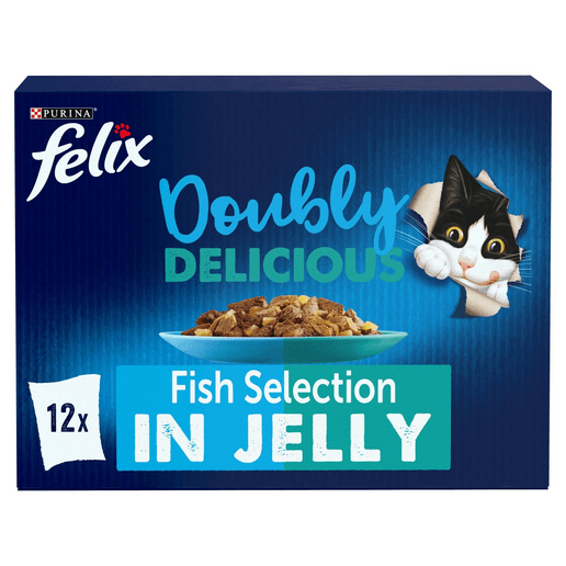 Felix Doubly Delicious Fish Selection In Jelly Wet Cat Food - X 85G Salmon Size 12