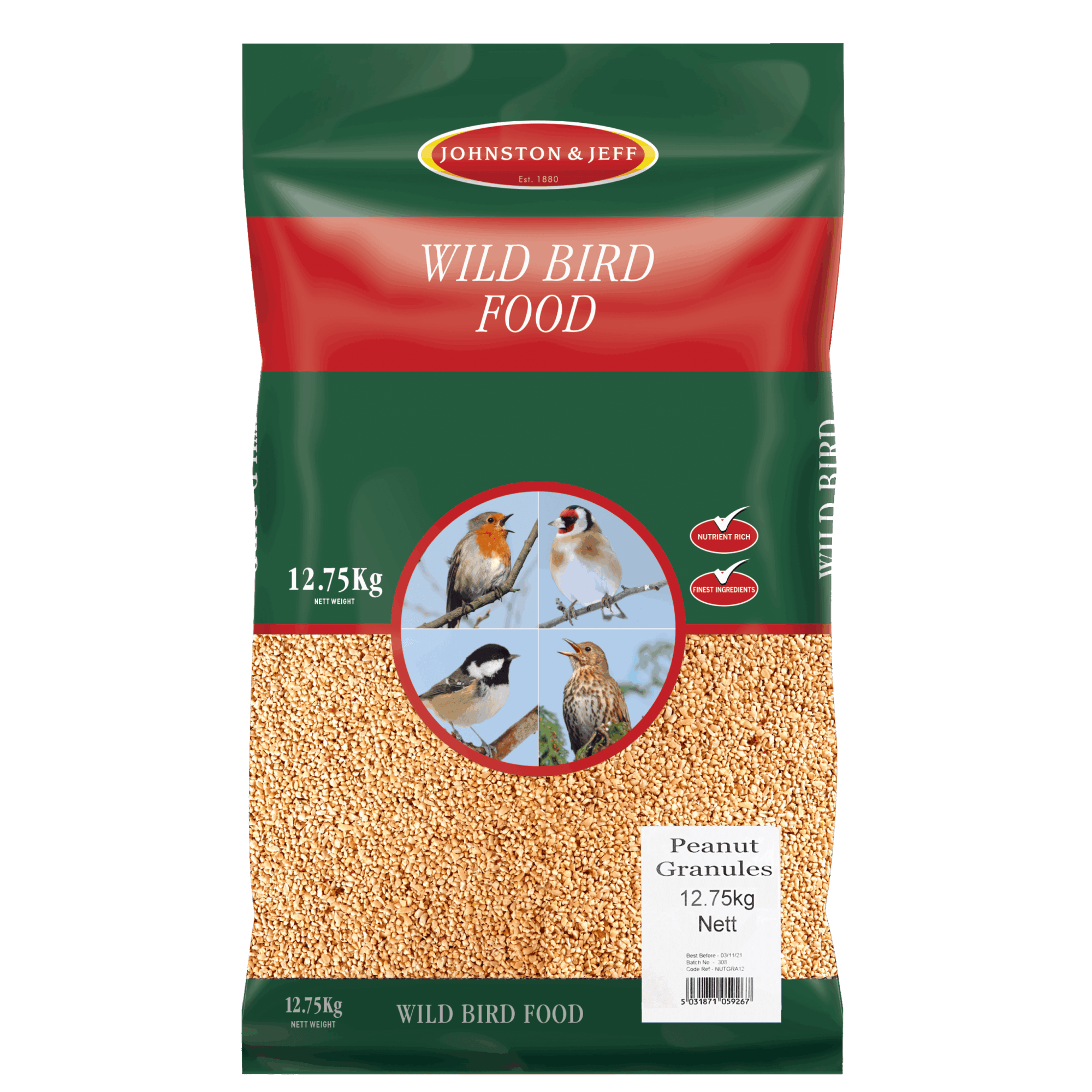 Johnston And Jeff Peanut Granules Bird Food - 12.75Kg