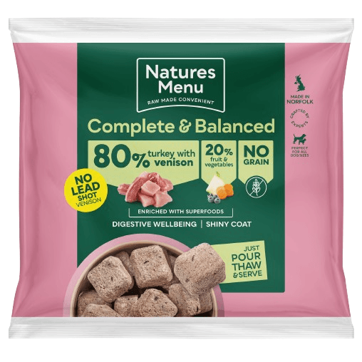Natures Menu Complete And Balanced 80/20 Turkey With Venison Nuggets Dog Food - 1Kg