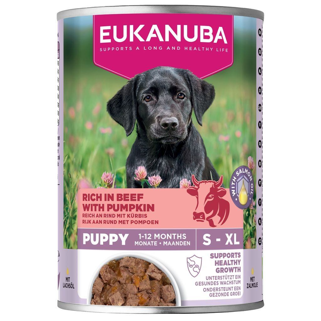 Eukanuba Rich In Beef With Pumpkin Puppy Wet Dog Food - X 400G Salmon Size 6