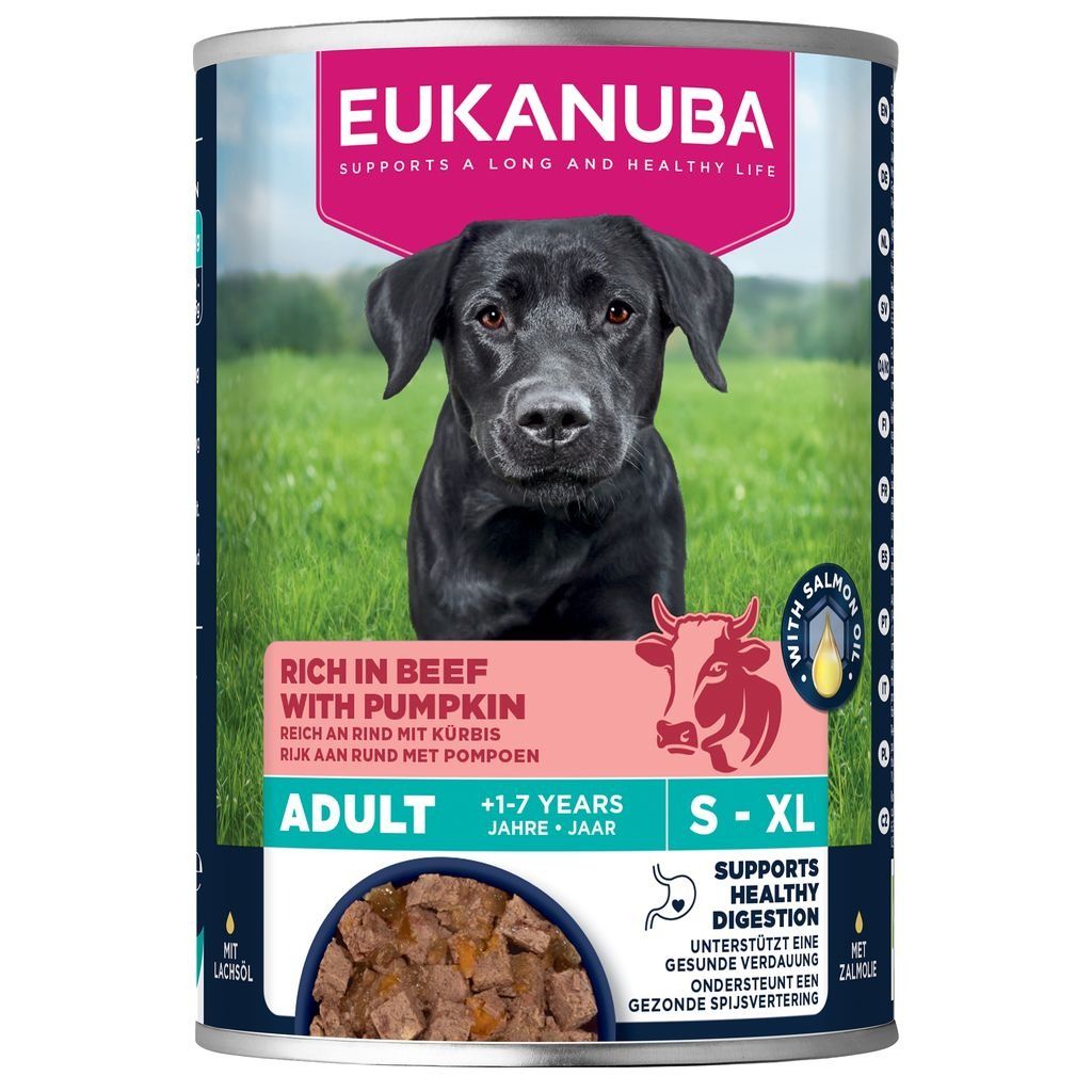 Eukanuba Rich In Beef With Pumpkin Adult Wet Dog Food - X 400G Salmon Size 6