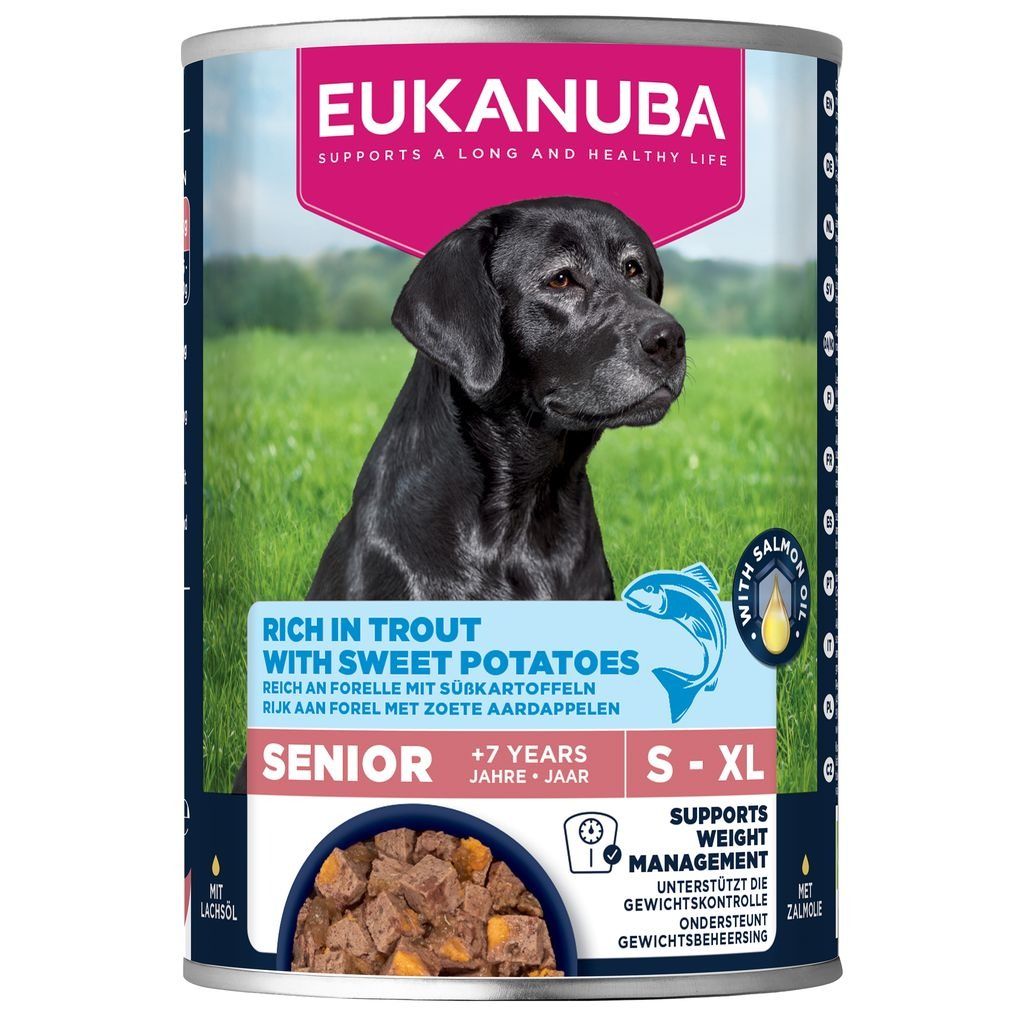 Eukanuba Rich In Trout With Sweet Potatoes Senior Wet Dog Food - X 400G Salmon Size 6