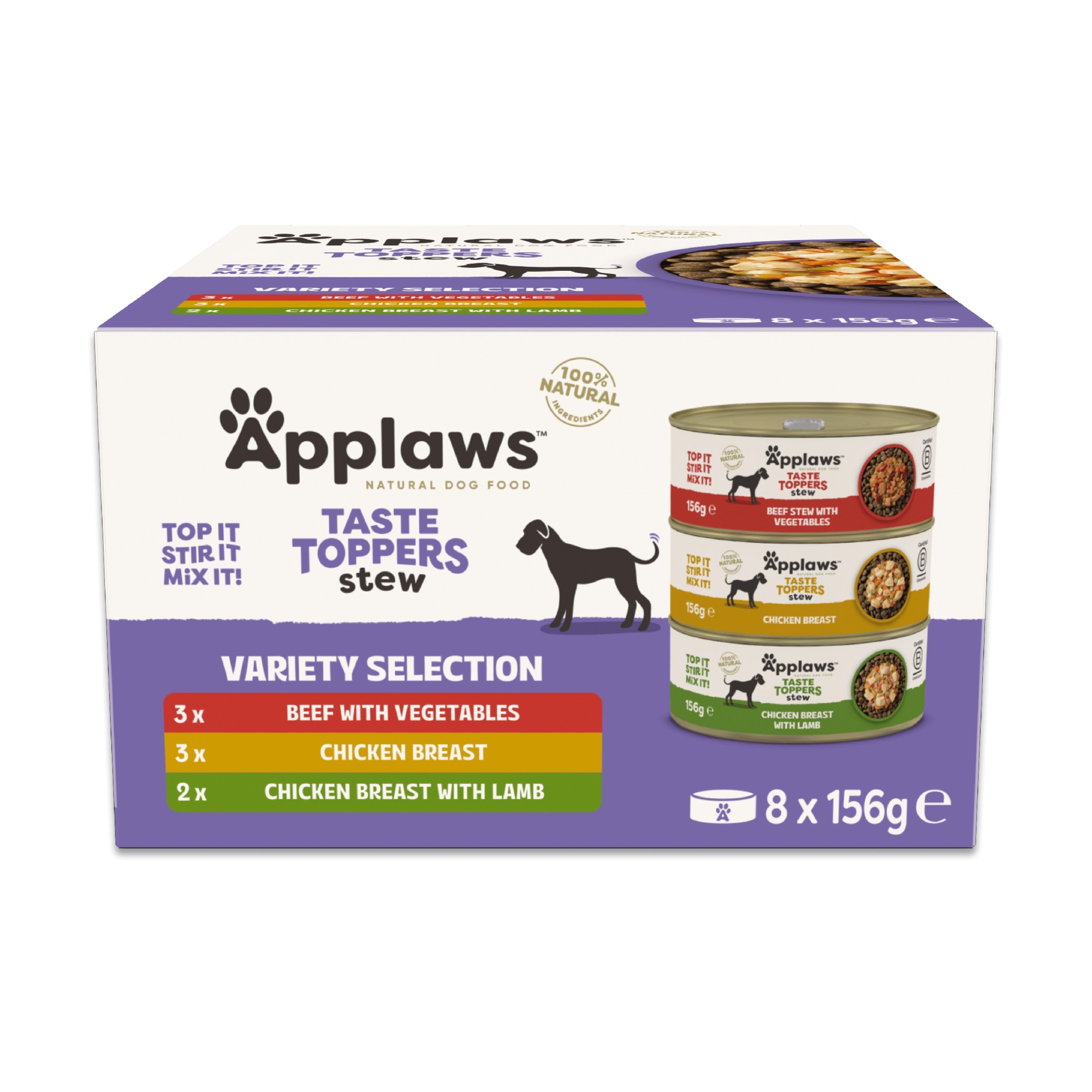 Applaws Taste Toppers Dog Food Tin Stew Multipack - X 156G Green Size 8