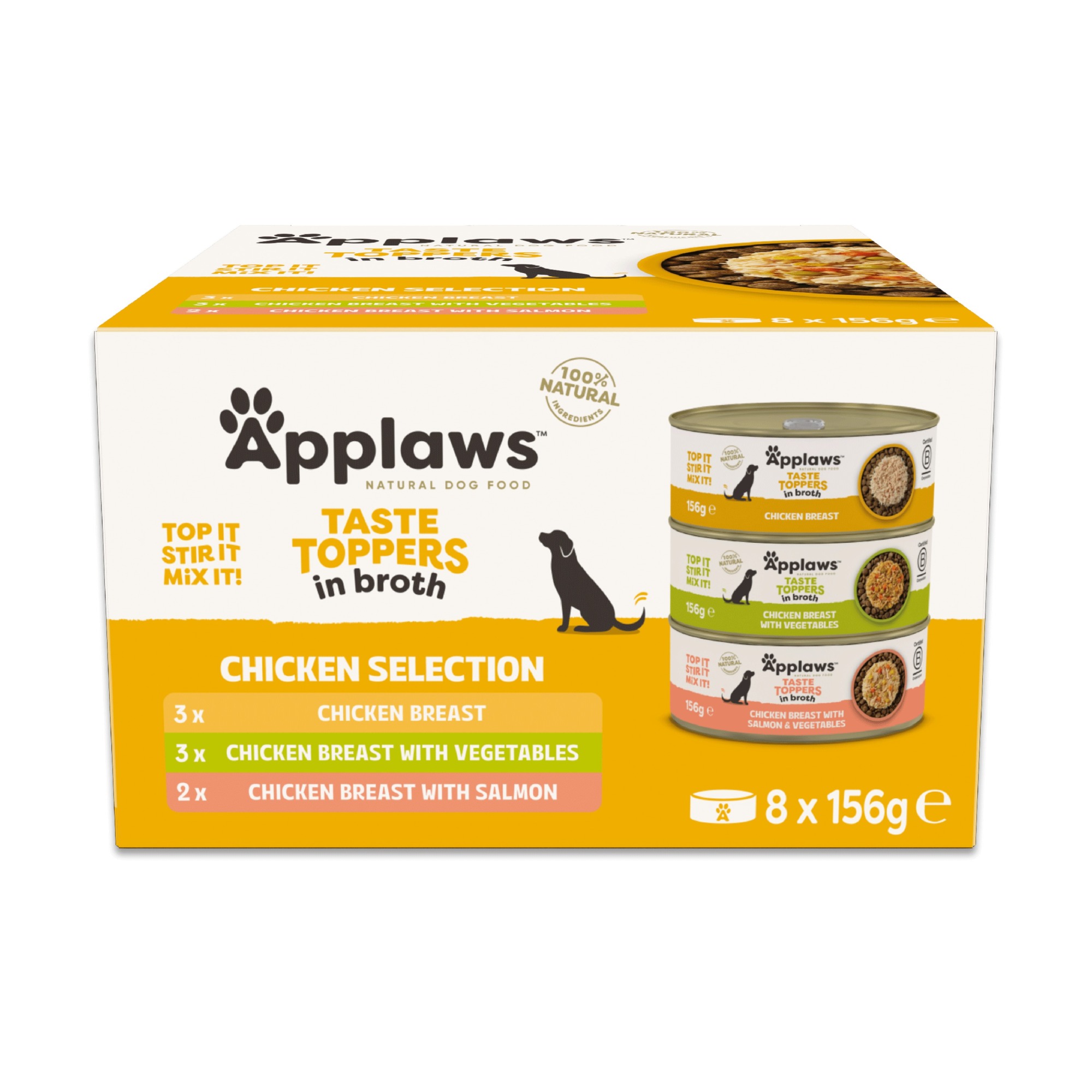 Applaws Taste Toppers Broth Selection Dog Food Tins - X 156G Salmon Size 8